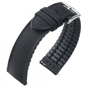 Hirsch Arne Performance Recyceltes Uhrenarmband Schwarzes PET / Schwarzer Kautschuk