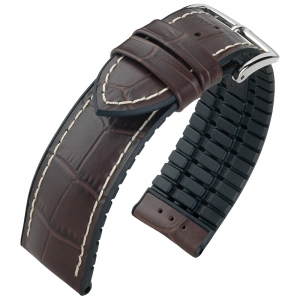 Hirsch George Performance Uhrenarmband Braun / Schwarz / Leder / Kautschuk 300m WR