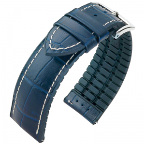 Hirsch George Performance Uhrenarmband Blau / Schwarz / Leder / Kautschuk 300m WR