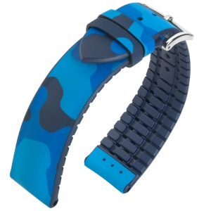 Hirsch John Performance Uhrenarmband Camouflage Blau Kautschuk