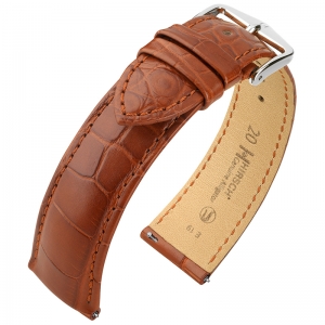 Hirsch Genuine Alligator Louisiana Uhrenarmband Alligatorleder Matt Goldbraun