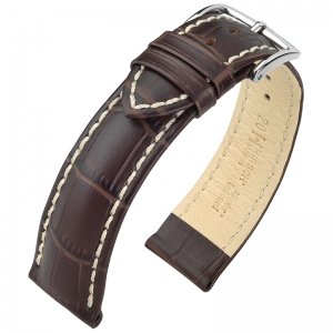 Hirsch Modena Uhrenarmband Alligatorgrain Braun