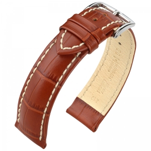 Hirsch Modena Uhrenarmband Alligatorgrain Goldbraun