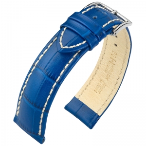 Hirsch Modena Uhrenarmband Alligatorgrain Ozean-Blau