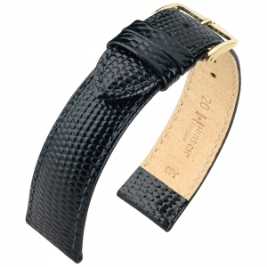 OFFENER ANSATZ: Hirsch Rainbow Uhrenarmband Lizardgrain Schwarz