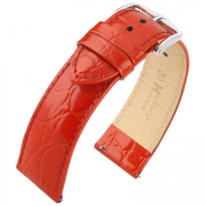 Hirsch Crocograin Uhrenarmband Rot