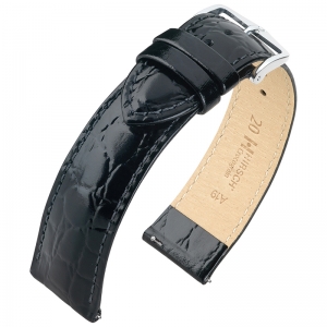 Hirsch Crocograin Uhrenarmband Schwarz