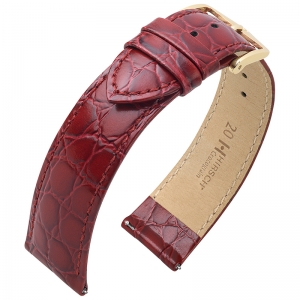 Hirsch Crocograin Uhrenarmband Weinrot