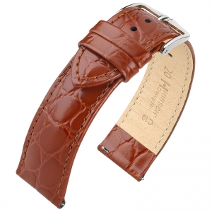 Hirsch Crocograin Uhrenarmband Goldbraun