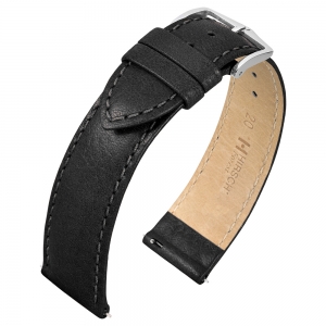 Hirsch Forest Uhrenarmband Büffelkalb Schwarz