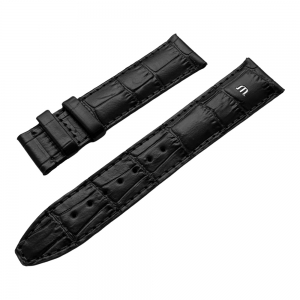 Maurice Lacroix Pontos Uhrenarmband mit Bandhaltern für Faltschliesse Louisiana Kroko-Kalb Schwarz