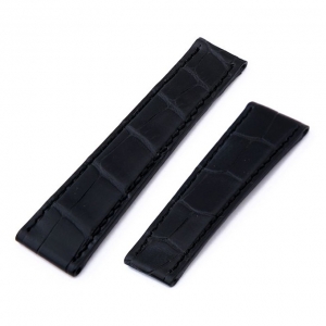 Happel RLX Uhrenarmband für Rolex Daytona Faltschliesse Alligatorleder Schwarz