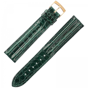 Alligatore Echtes Louisiana Alligatorleder Uhrenarmband mit Doppelwulst Grün - 20mm