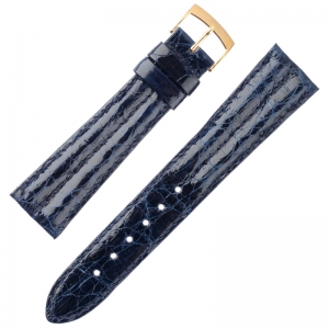 Coccodrillo Echtes Krokodilleder Uhrenarmband mit Doppelwulst Blau - 20mm