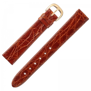 Coccodrillo Echtes Krokodil Uhrenarmband Cognac Flach - 16mm