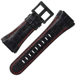 TW Steel Uhrenarmband CE4009 CE4017 CEO Tech 48mm - Schwarzes Leder Rote Naht 32mm 