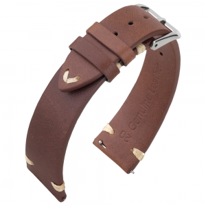 Oily Leather Vintage Leder V-Stitch Uhrenarmband Braun