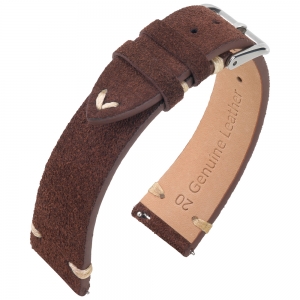 Wildleder Vintage Uhrenarmband V-Stitch Braun
