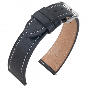 Kalbsleder Uhrenarmband Vintage Schwarz