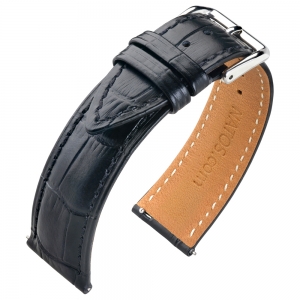 Kalbsleder Alligator Uhrenarmband Schwarz