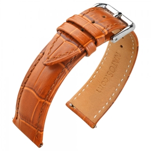 Kalbsleder Alligator Uhrenarmband Cognac