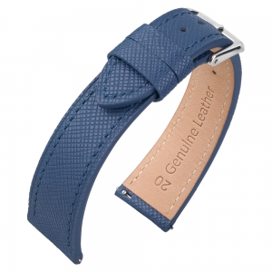 Saffiano Uhrenarmband Kalbsleder Blau