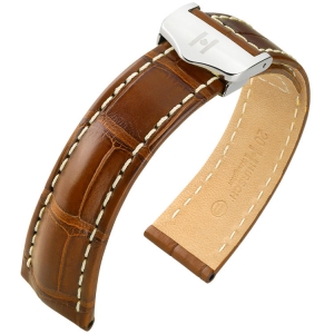 Uhrenarmband für Breitling Faltschliesse - Hirsch Navigator Louisiana Alligator Matt Goldbraun