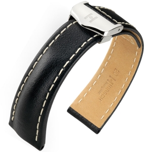 Uhrenarmband für Breitling Faltschliesse - Hirsch Navigator Italienisches Kalbsleder Schwarz