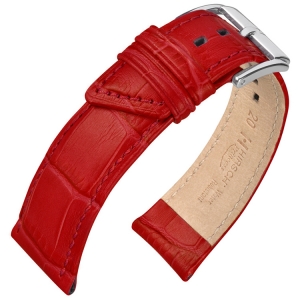 Hirsch Princess Uhrenarmband Alligatorgrain Rot