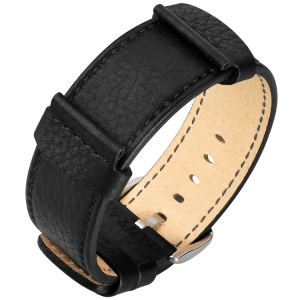 Hirsch Rebel Artisan Uhrenarmband Sattelleder NATO Stil Schwarz