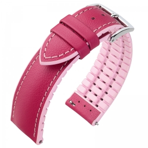 Hirsch Lindsey Performance Uhrenarmband Leder Pink / Kautschuk Rosa