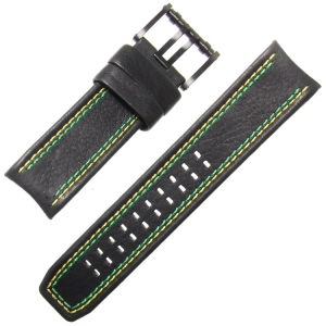 Luminox Tony Kanaan Model 1188 Uhrenarmband Leder Schwarz mit Gelb Grüner Naht - FE.1180.20B