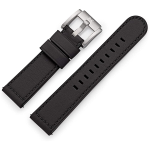 Marc Coblen / TW Steel Uhrenarmband Leder Schwarz mit Schwarzer Naht Glatt 22mm