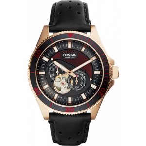 Fossil ME3091 Uhrenarmband Leder Schwarz