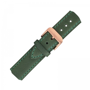 Paul Hewitt Leder Uhrenarmband Grün mit Rosegoldener Stahlschliesse 20mm