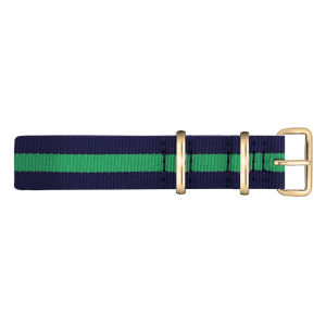 Paul Hewitt NATO Uhrenarmband Marineblau Grün mit Goldener Schliesse 20mm