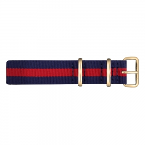 Paul Hewitt NATO Uhrenarmband Marineblau Rot mit Goldener Schliesse 20mm