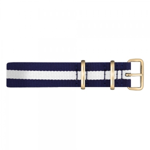 Paul Hewitt NATO Uhrenarmband Marineblau Weiss mit Goldener Schliesse 20mm