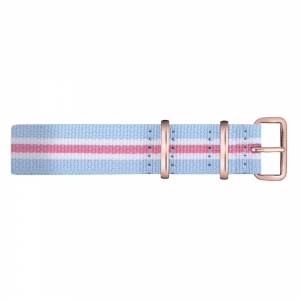 Paul Hewitt NATO Uhrenarmband Hellbleu Weiss Rosa mit Roségoldener Schliesse 20mm