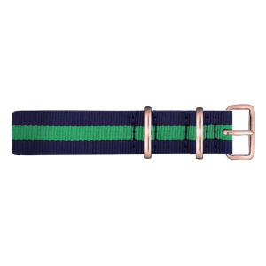 Paul Hewitt NATO Uhrenarmband Marineblau Grün mit Roségoldener Schliesse 20mm