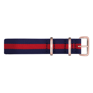 Paul Hewitt NATO Uhrenarmband Marineblau Rot mit Roségoldener Schliesse 20mm