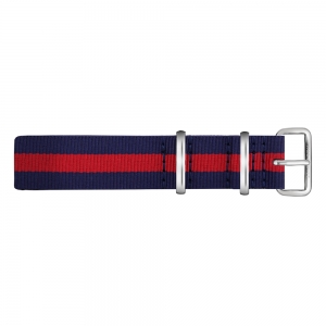 Paul Hewitt NATO Uhrenarmband Marineblau Rot mit Stahl Schliesse 20mm