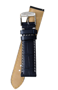 Fromanteel Alligatorgrain Uhrenarmband Dunkelblau mit Weisser Naht