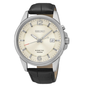 Seiko Kinetic Uhrenarmband SKA667 Leder Schwarz 21mm
