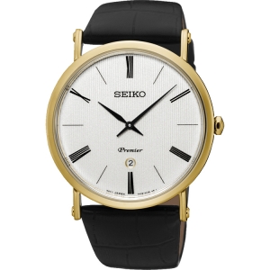 Seiko Premier Uhrenarmband SKP396 Leder Schwarz