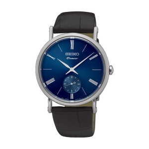 Seiko Premier Uhrenarmband SRK037P1 Leder Schwarz