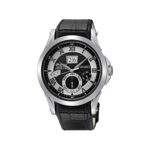 Seiko Premier Uhrenarmband SNP061 Leder Schwarz