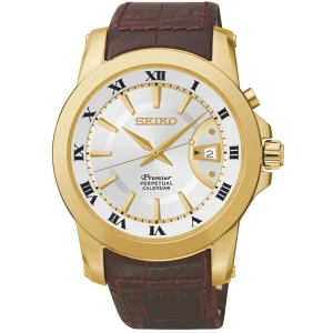 Seiko Premier Uhrenarmband SNQ144P1 Leder Braun