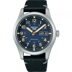 Seiko 5 Sports SRPG39 Uhrenarmband Leder Schwarz 20mm
