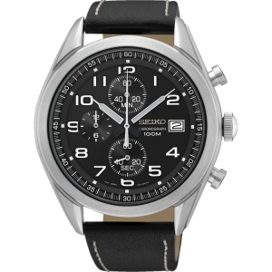 Seiko Quartz Uhrenarmband SSB271 Leder Schwarz 22mm